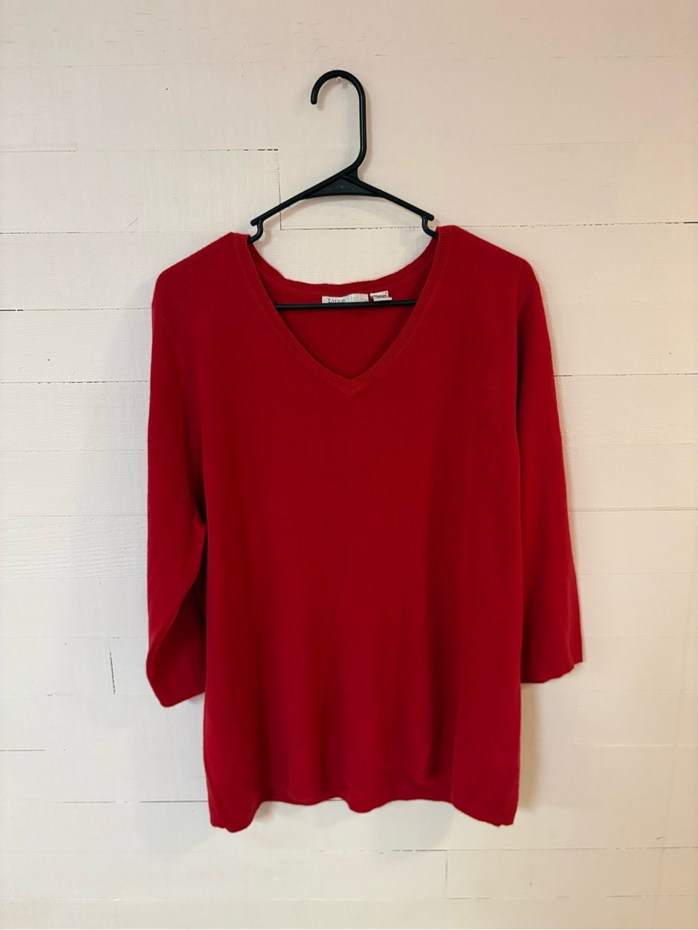 Luxe by Designers Originals Red V Neck Sweater Top Women’s 2X